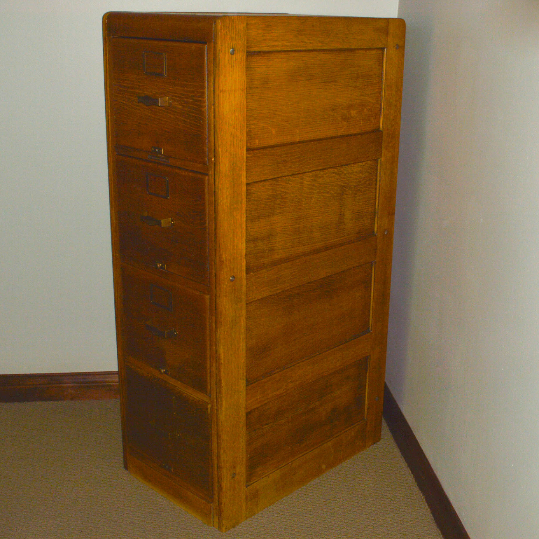 Vintage Oak Four-Drawer File Cabinet