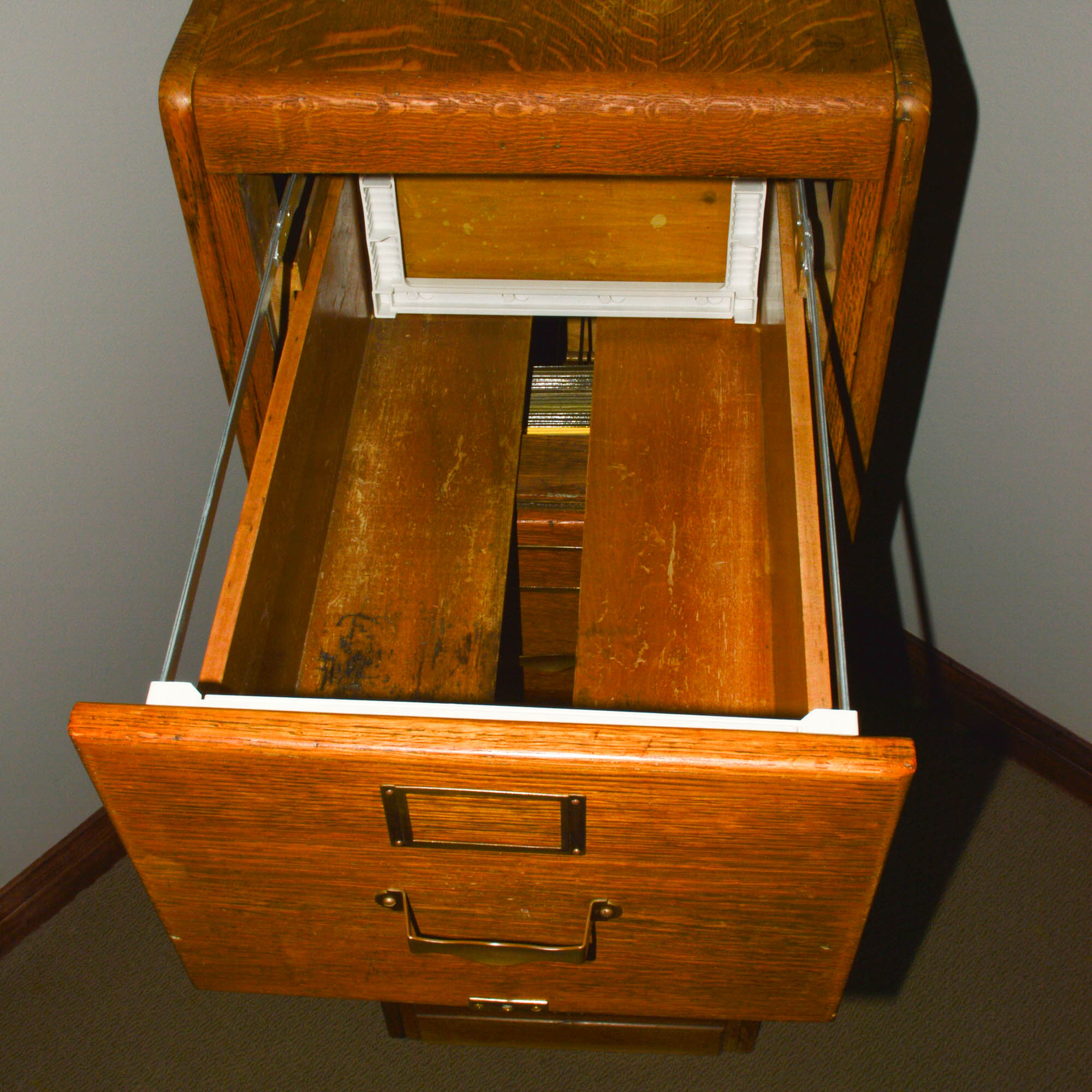 Vintage Oak Four-Drawer File Cabinet