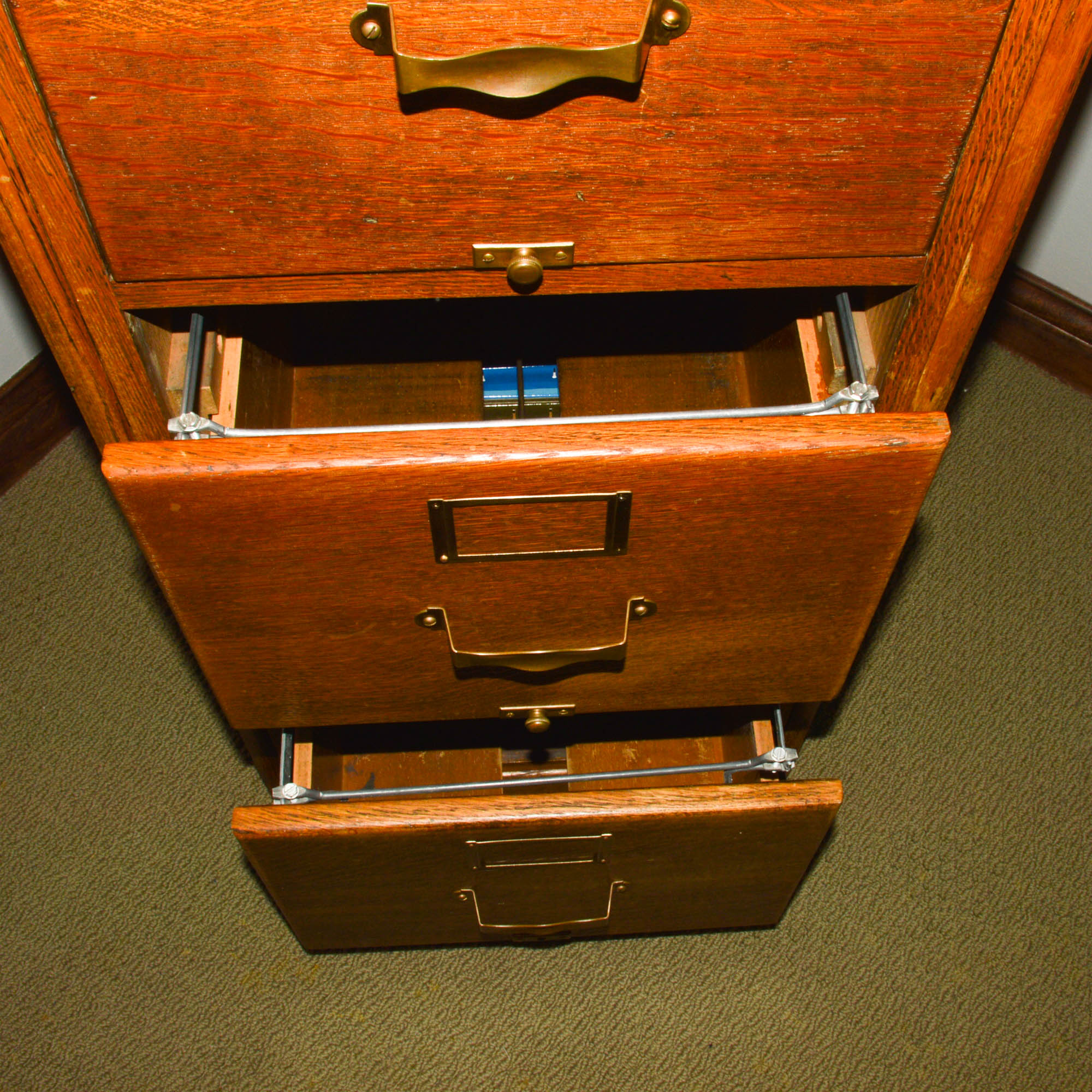 Vintage Oak Four-Drawer File Cabinet