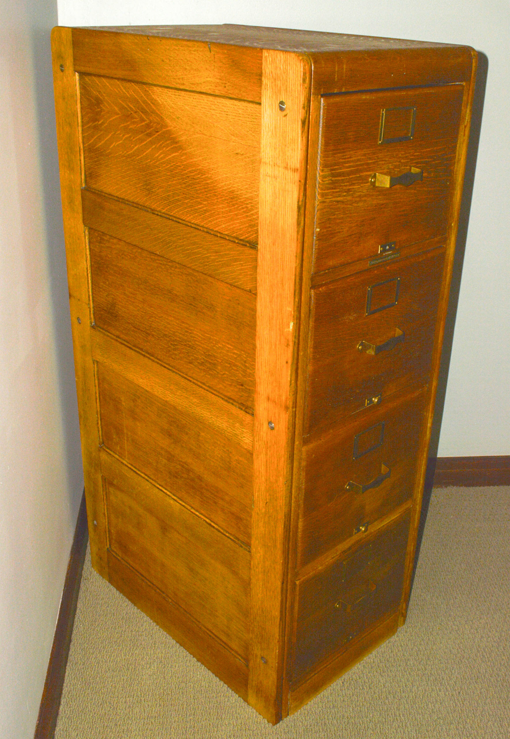Vintage Oak Four-Drawer File Cabinet