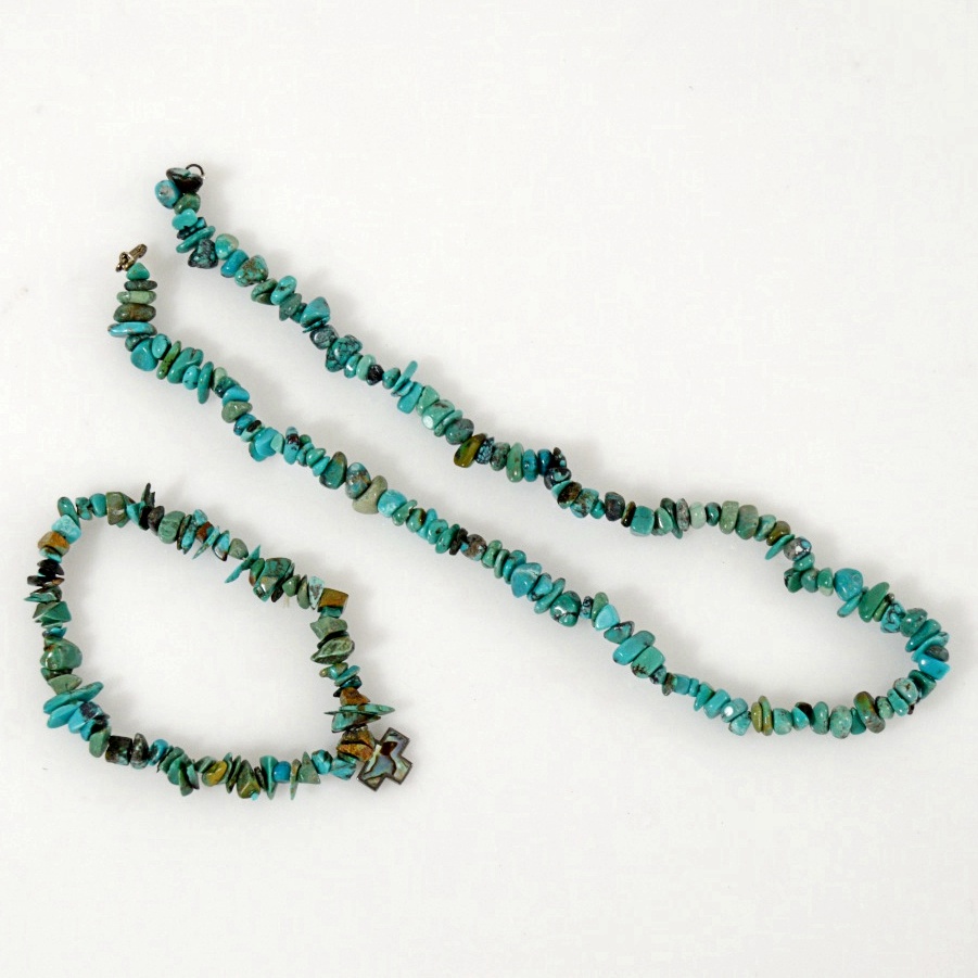 Turquoise Stone and Sterling Demi-Parure