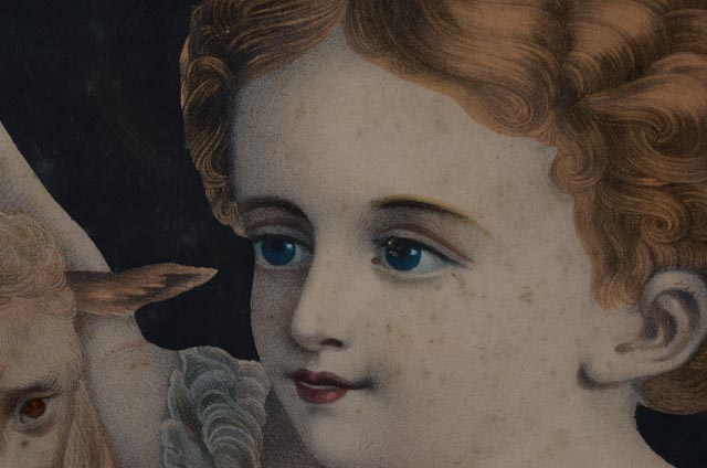 Louis Prang Attributed Antique Victorian Hand-Colored Lithograph "Innocence"