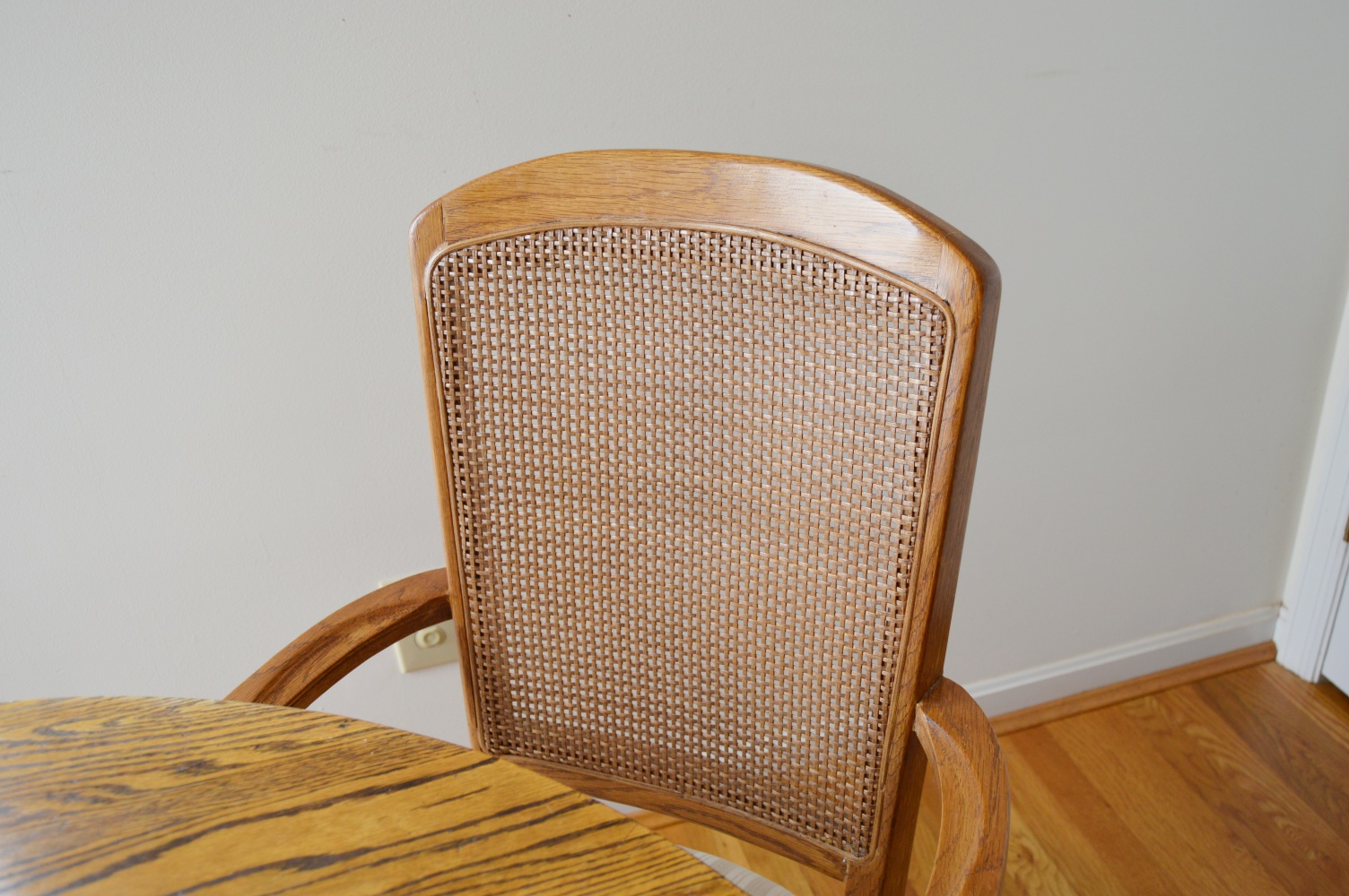 Round Oak Table and Four Oak Chairs