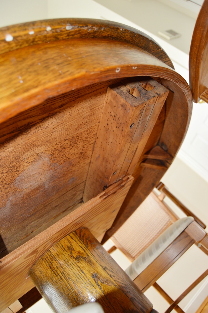 Round Oak Table and Four Oak Chairs