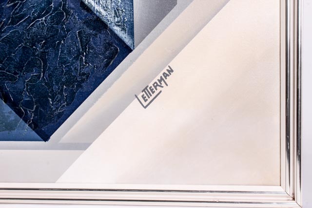 Large Mid Century Modern Abstract Painting by Letterman