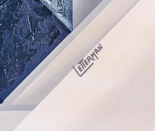 Large Mid Century Modern Abstract Painting by Letterman