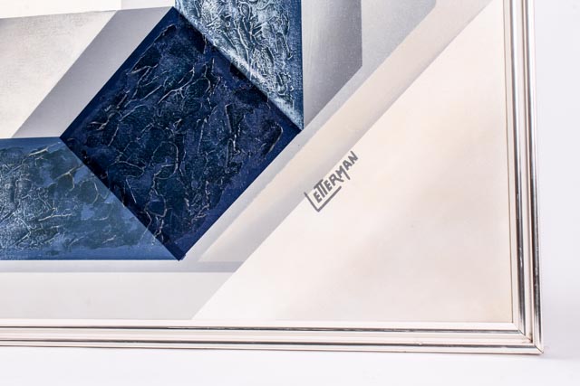 Large Mid Century Modern Abstract Painting by Letterman