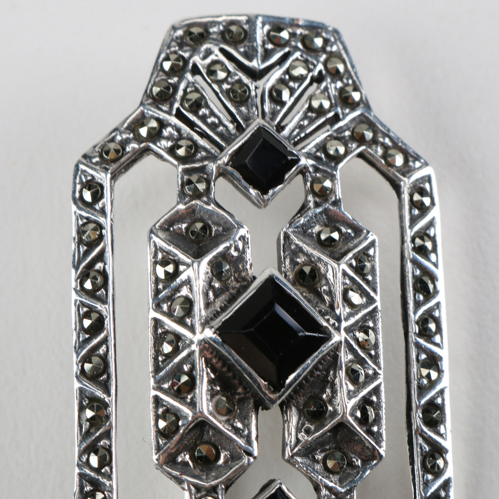 Sterling Silver Brooch with Matching Stud Earrings