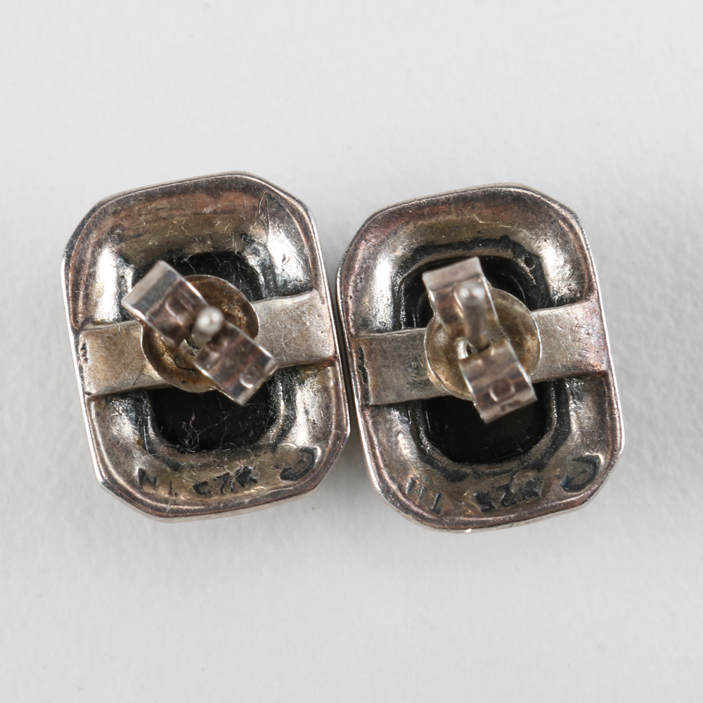 Sterling Silver Brooch with Matching Stud Earrings