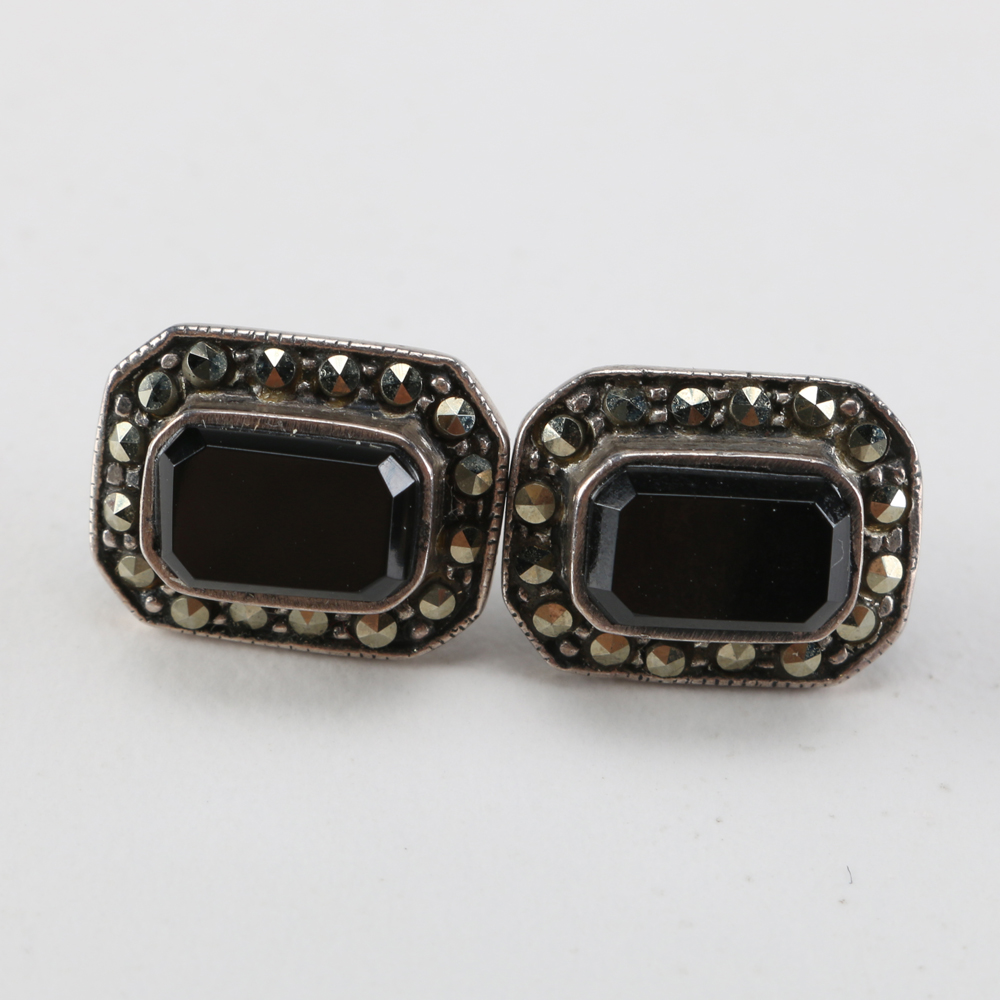 Sterling Silver Brooch with Matching Stud Earrings