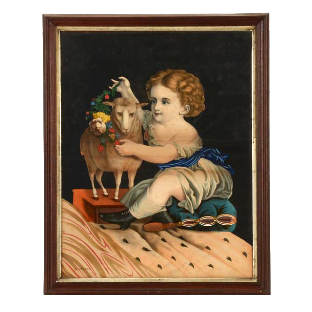 Louis Prang Attributed Antique Victorian Hand-Colored Lithograph "Innocence"