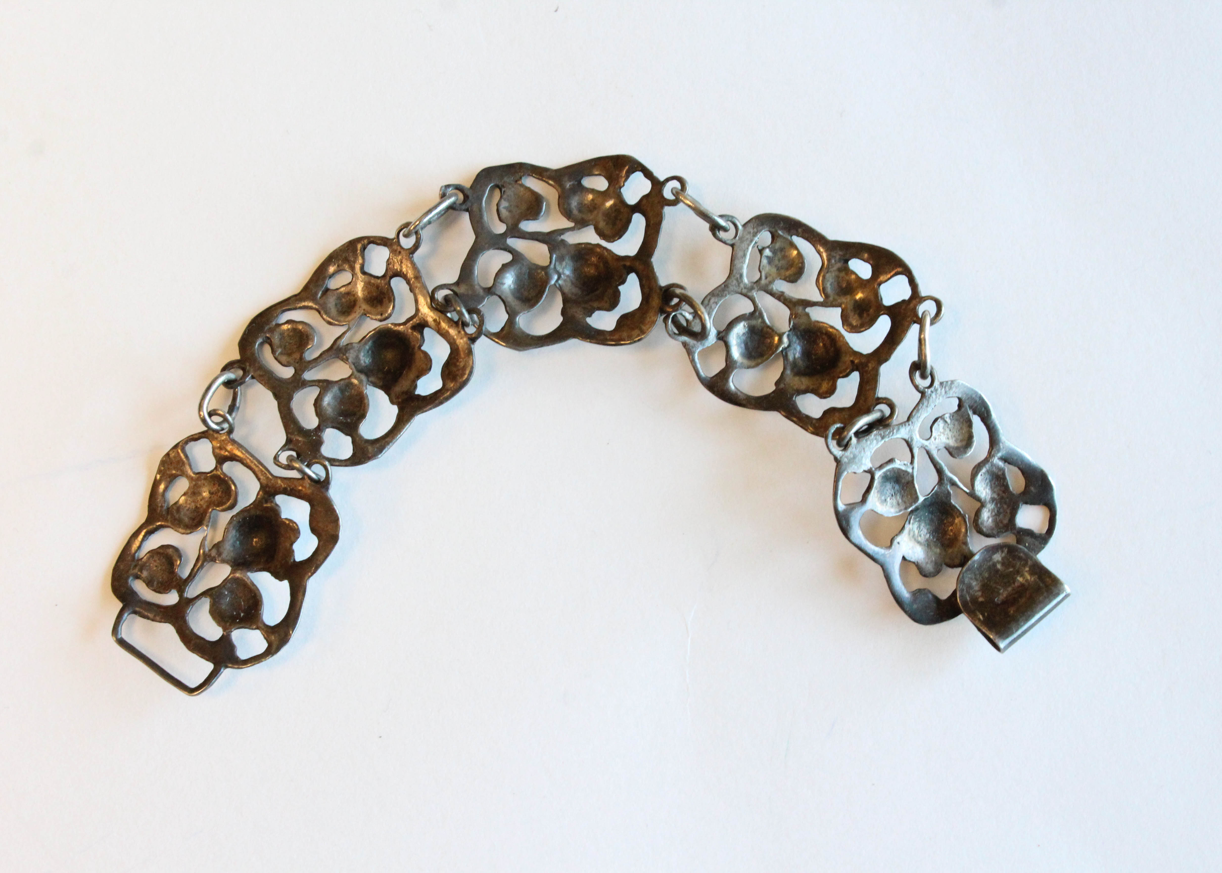 Vintage Floral Sterling Silver Bracelet