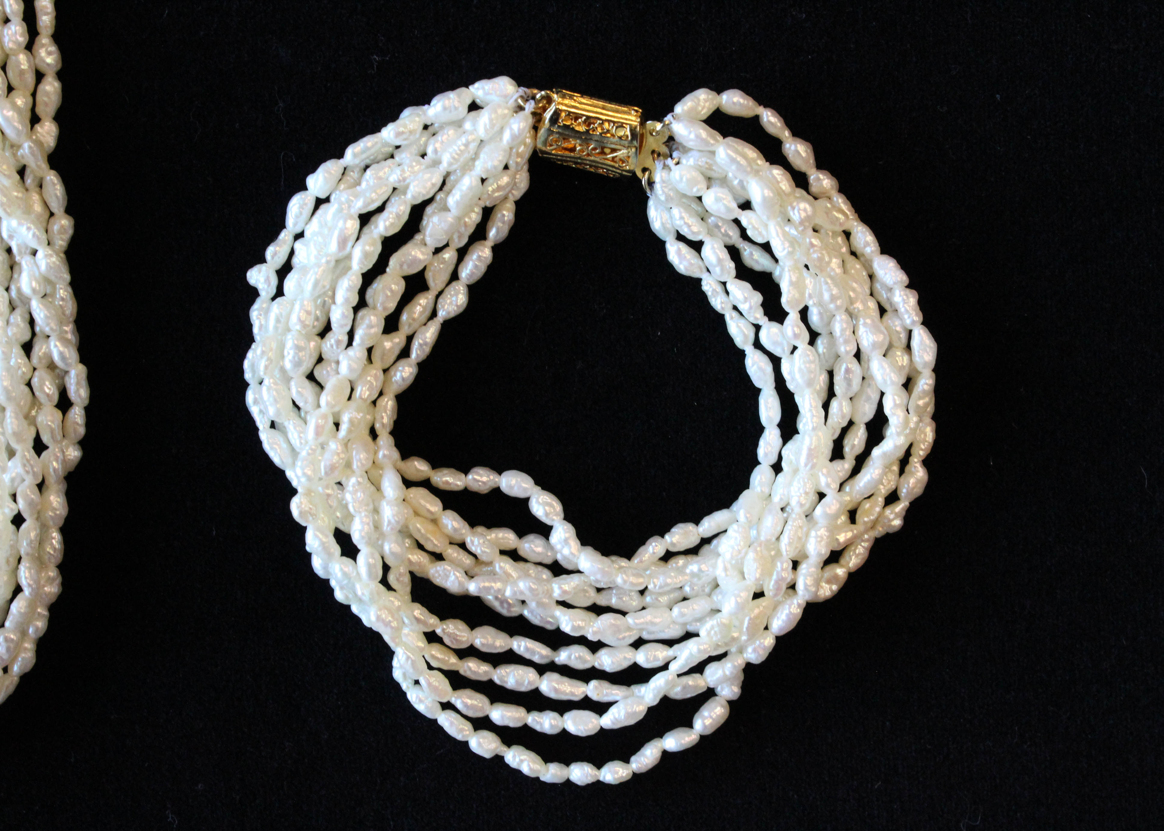 Rice Pearl Necklace, Earring, and Bracelet Set