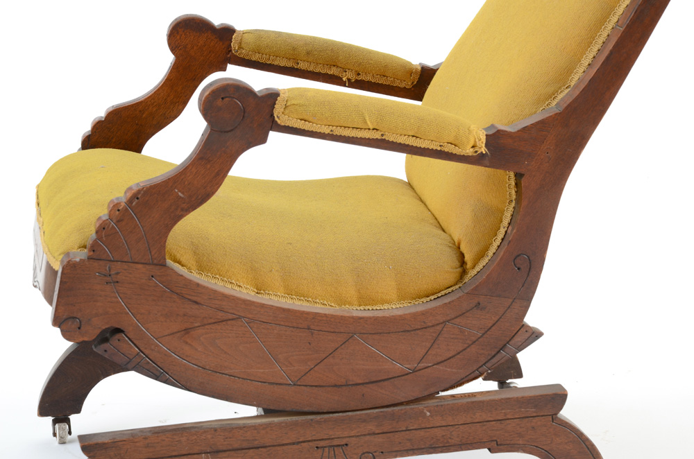 Antique Victorian Eastlake Walnut Platform Rocker Chair