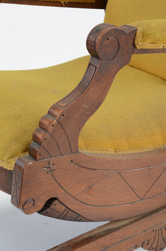 Antique Victorian Eastlake Walnut Platform Rocker Chair
