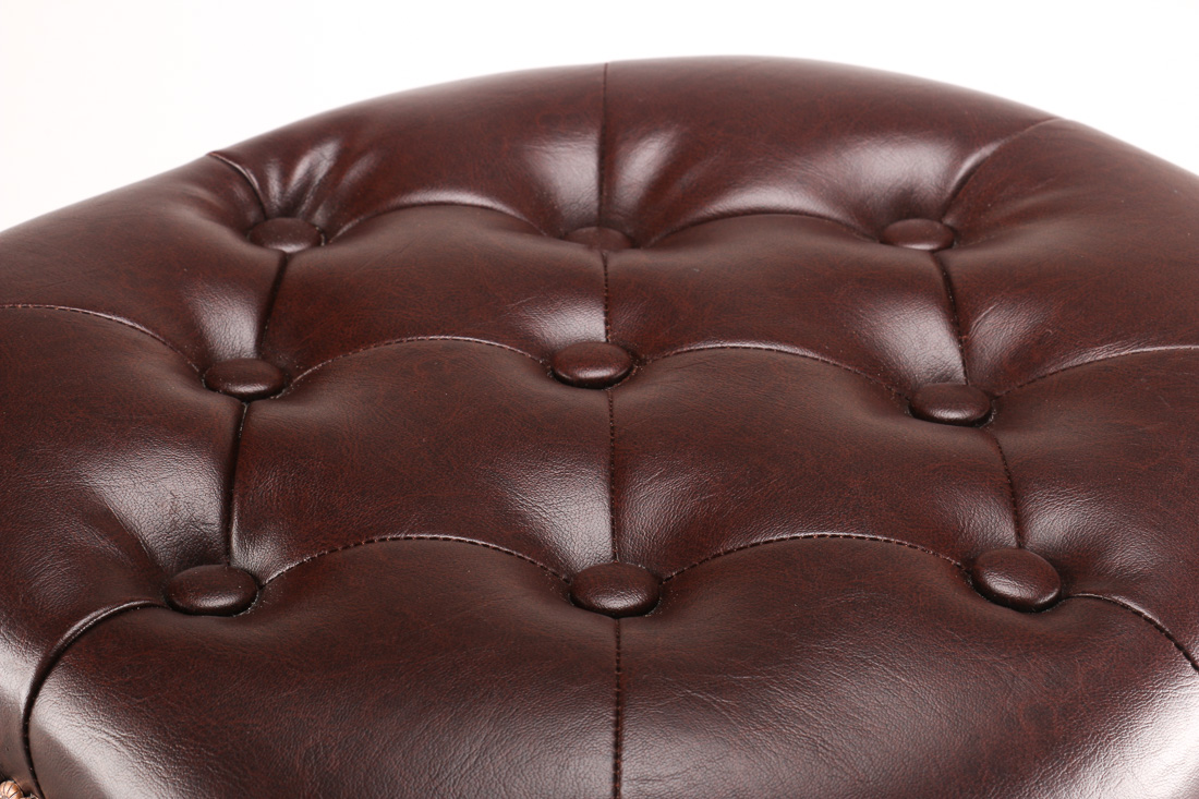 Stylized Wood and Leather Turtle Footstool