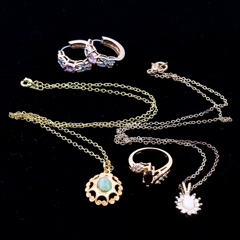 Gold Tone Jewelry with Crystal Accents