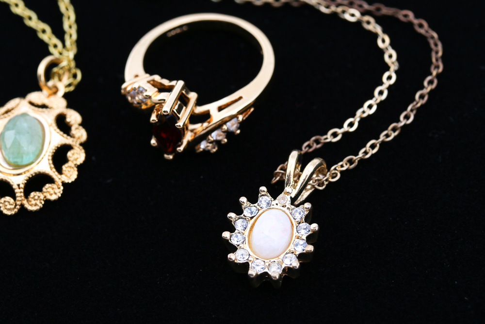 Gold Tone Jewelry with Crystal Accents