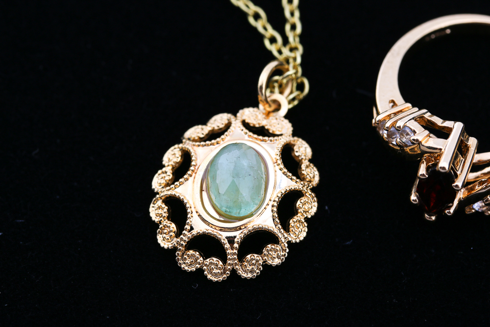 Gold Tone Jewelry with Crystal Accents