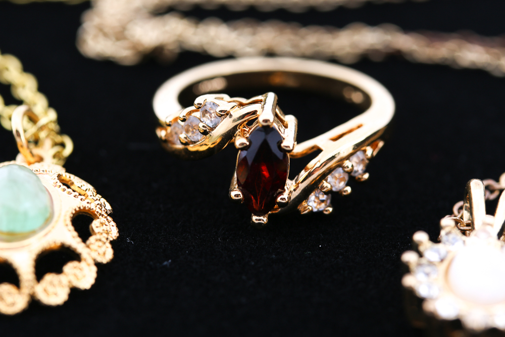 Gold Tone Jewelry with Crystal Accents