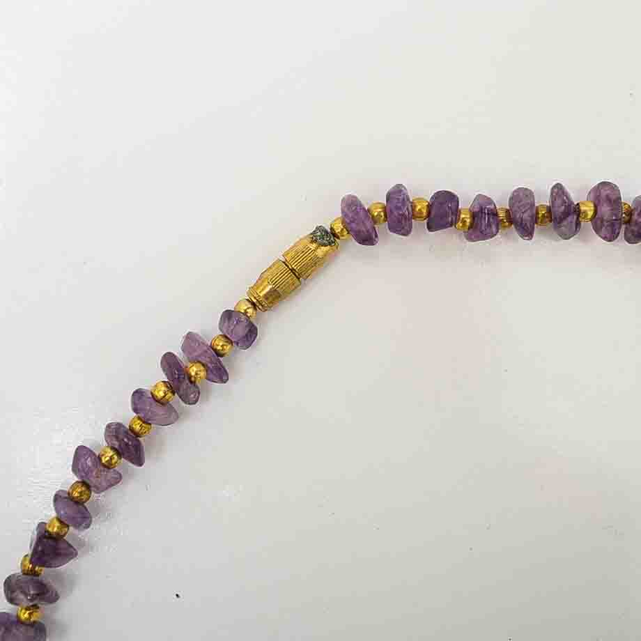 Purple Stone Necklace and Two Pairs of Earrings