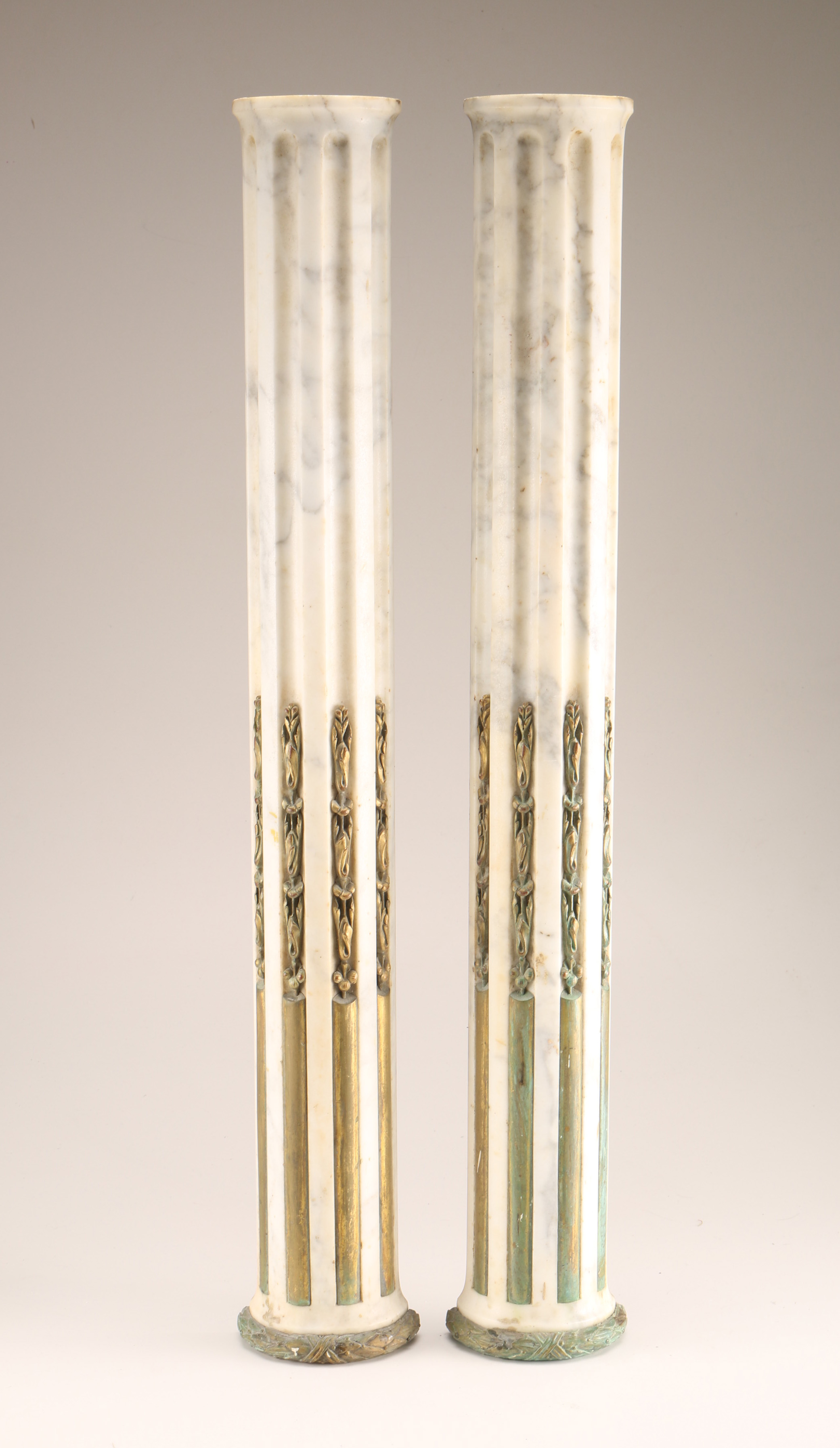 Pair of Marble and Metal Architectural Salvaged Remnants