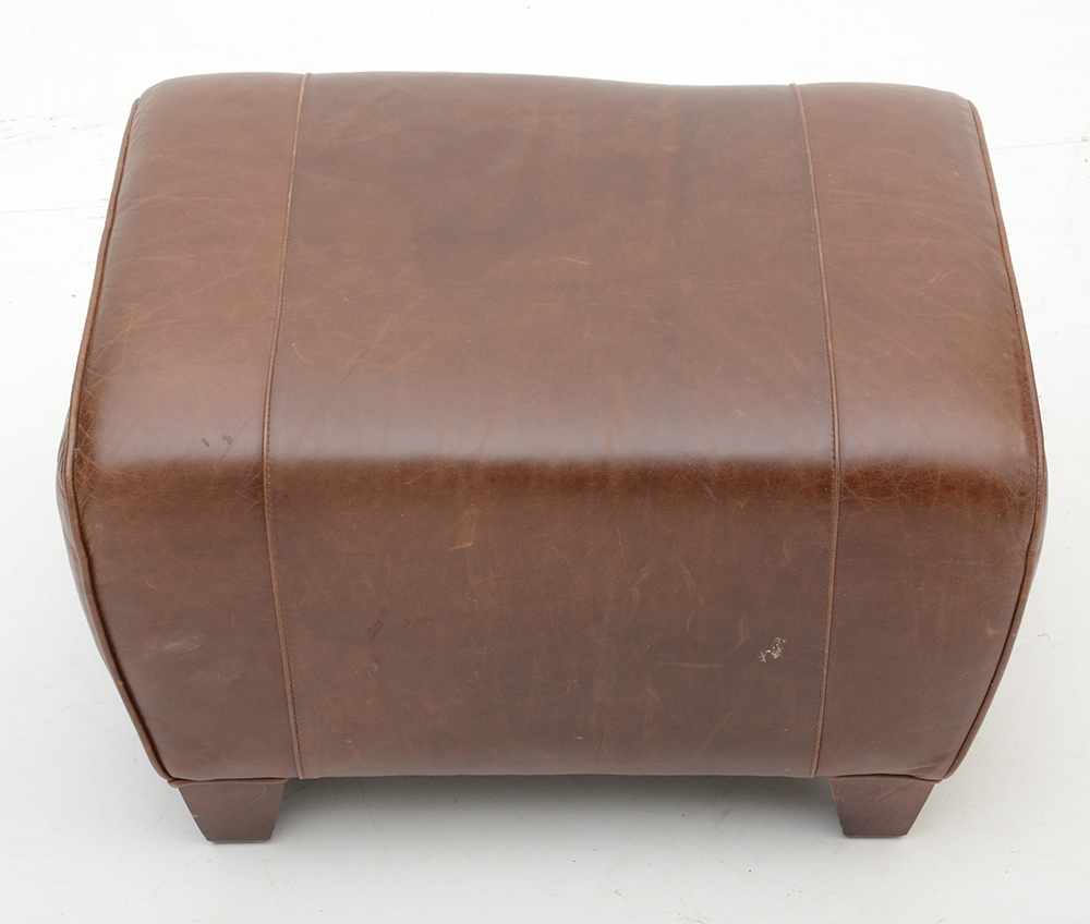 Pottery Barn Mitchell Gold and Bob Williams Brown Leather Chair and Foot Rest