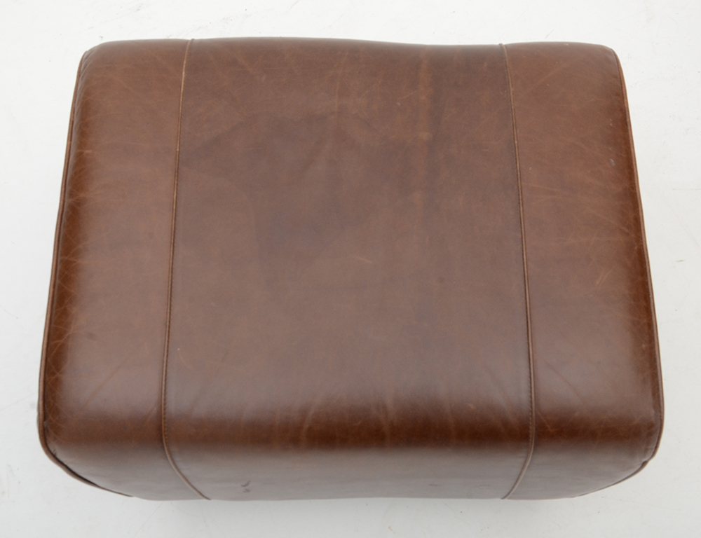 Pottery Barn Mitchell Gold and Bob Williams Brown Leather Chair and Foot Rest