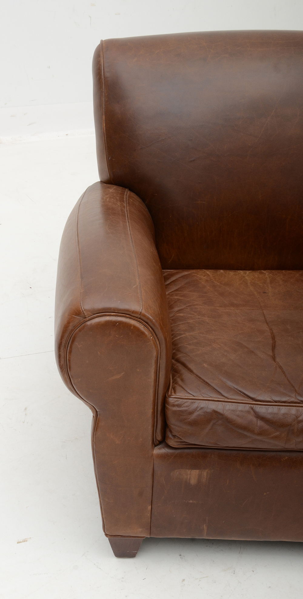 Pottery Barn Mitchell Gold and Bob Williams Brown Leather Chair and Foot Rest