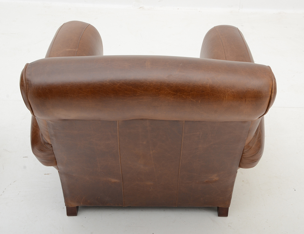 Pottery Barn Mitchell Gold and Bob Williams Brown Leather Chair and Foot Rest