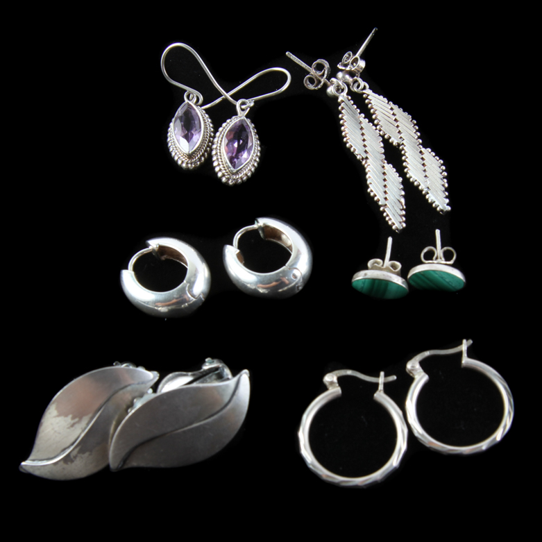 Assortment of Sterling Silver Earrings