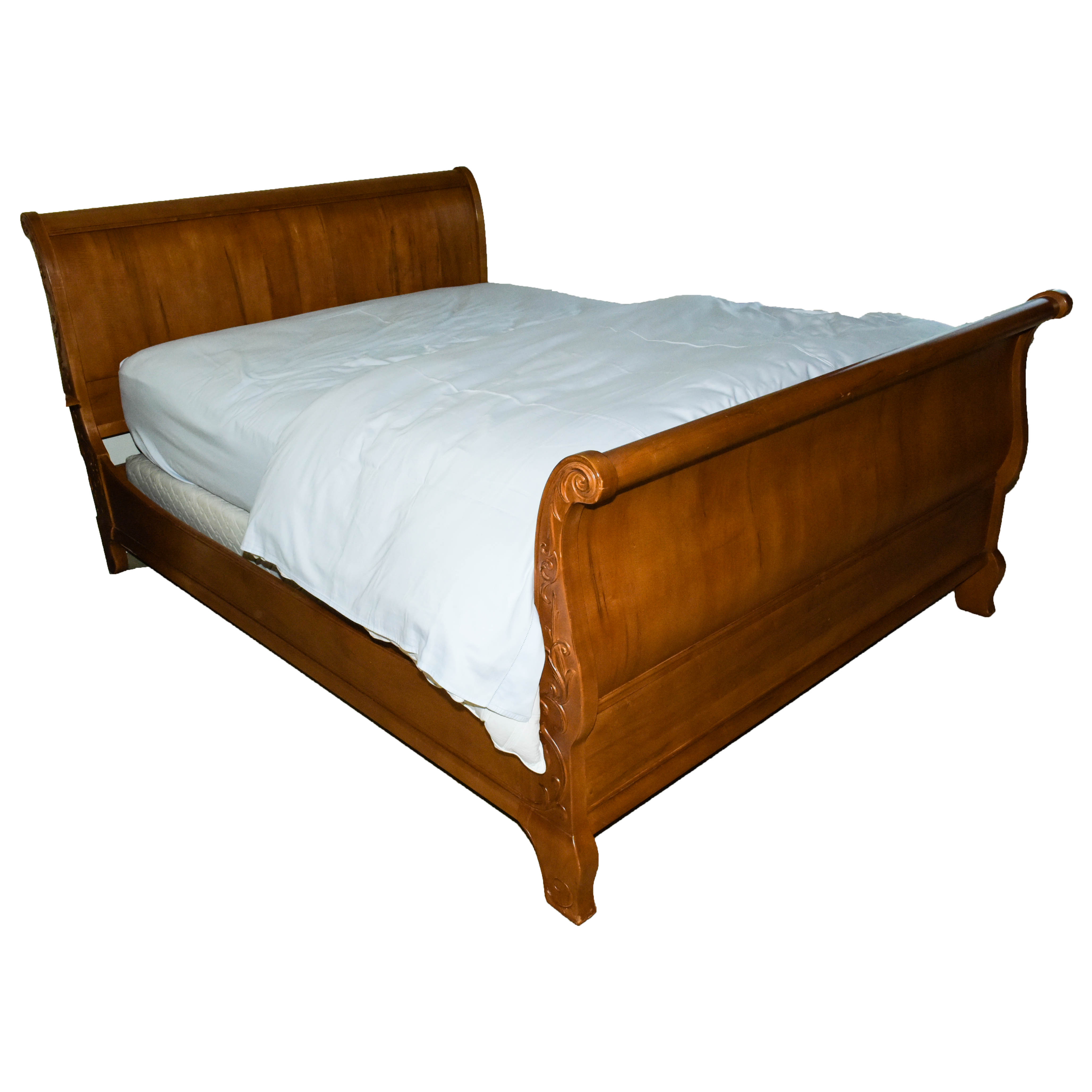Oak Sleigh Full Sized Bed Frame