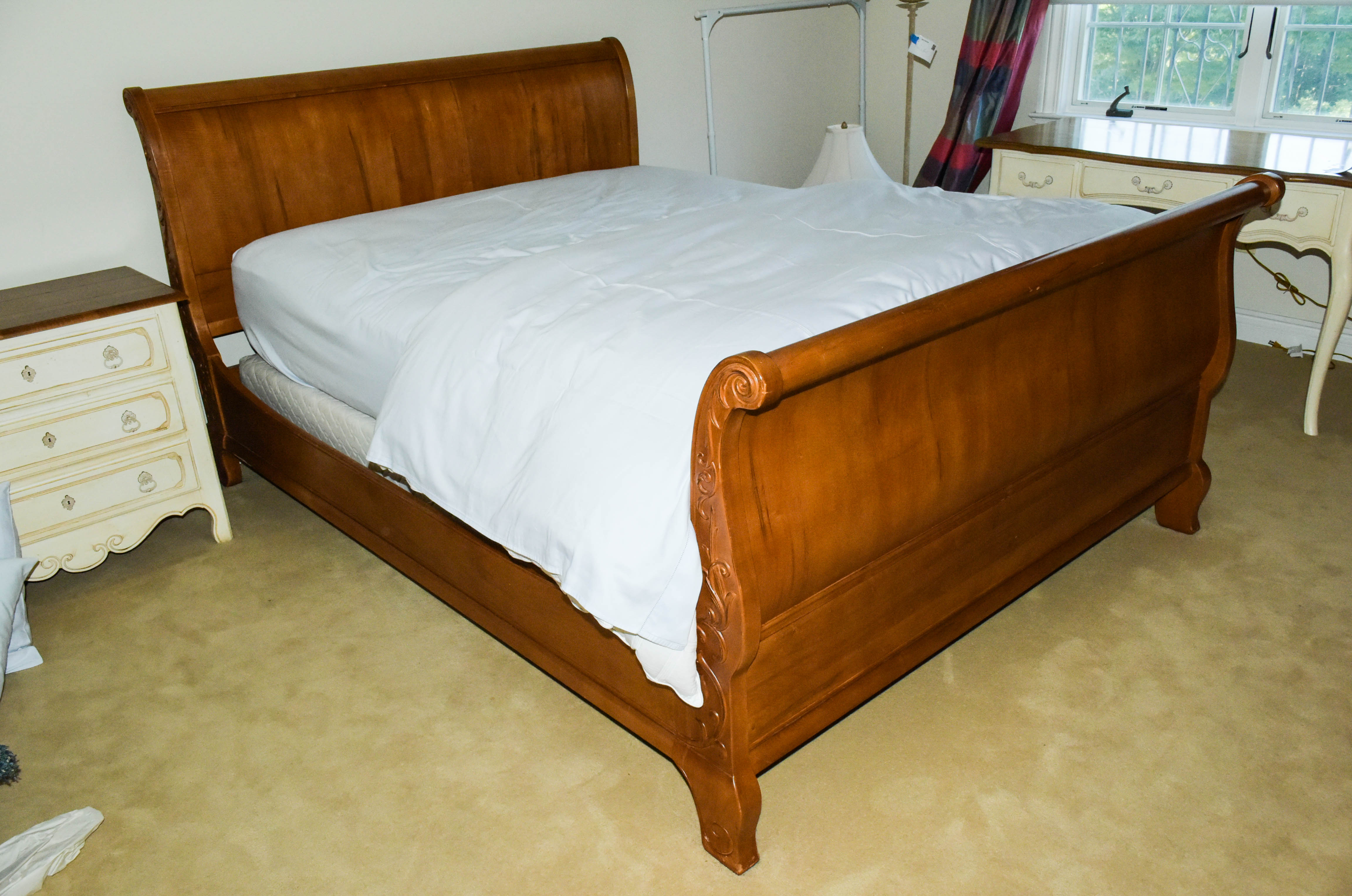 Oak Sleigh Full Sized Bed Frame