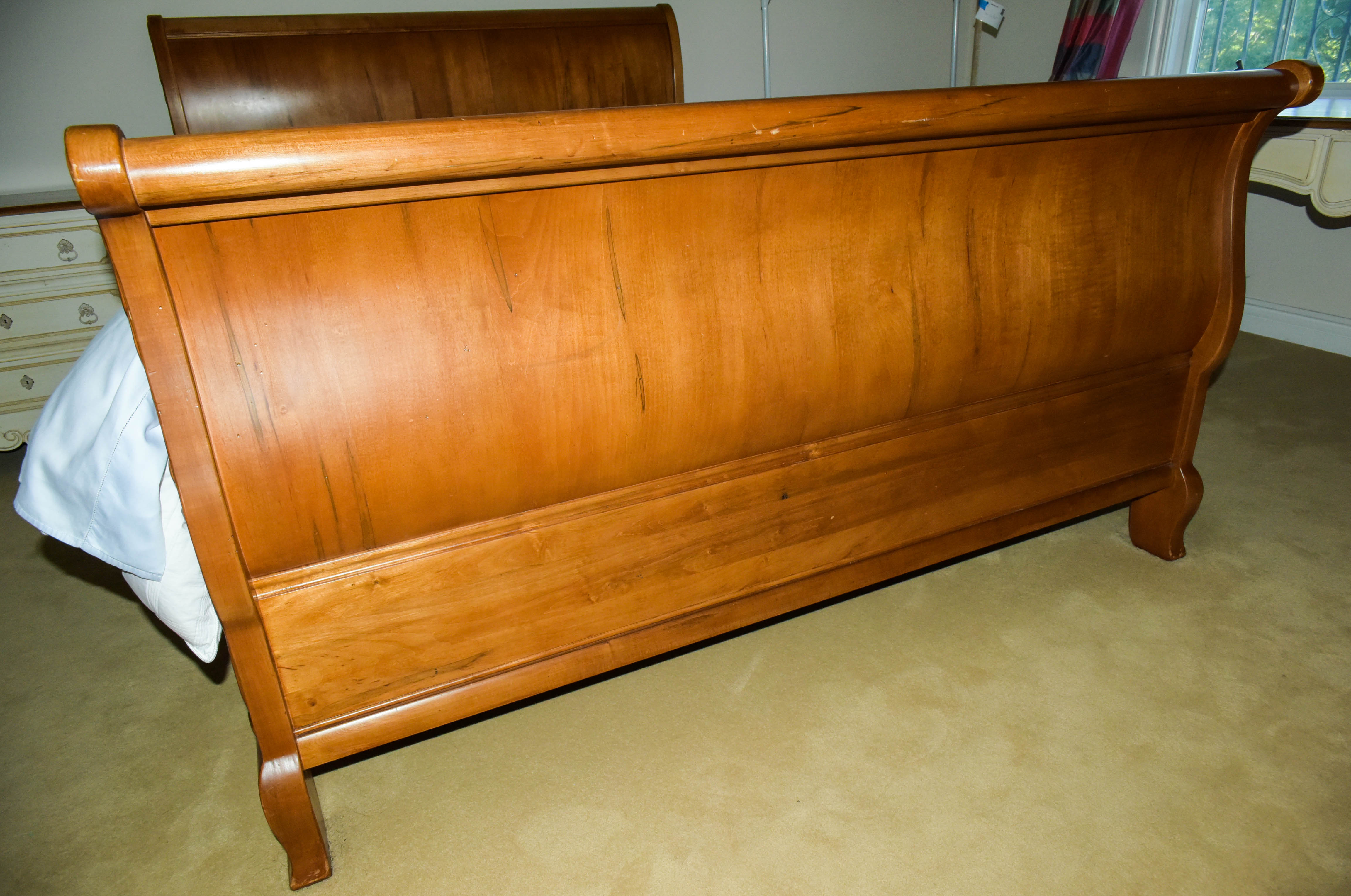 Oak Sleigh Full Sized Bed Frame