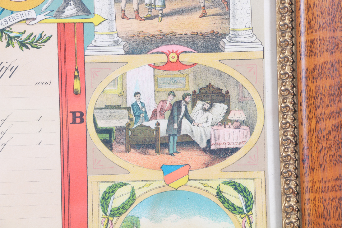 Chromolithograph Knights of Pythias Membership Certificate