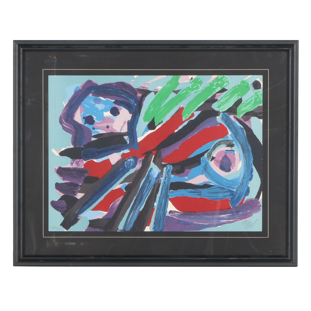 Karel Appel Signed Limited Edition Lithograph "Walking with my Bird"