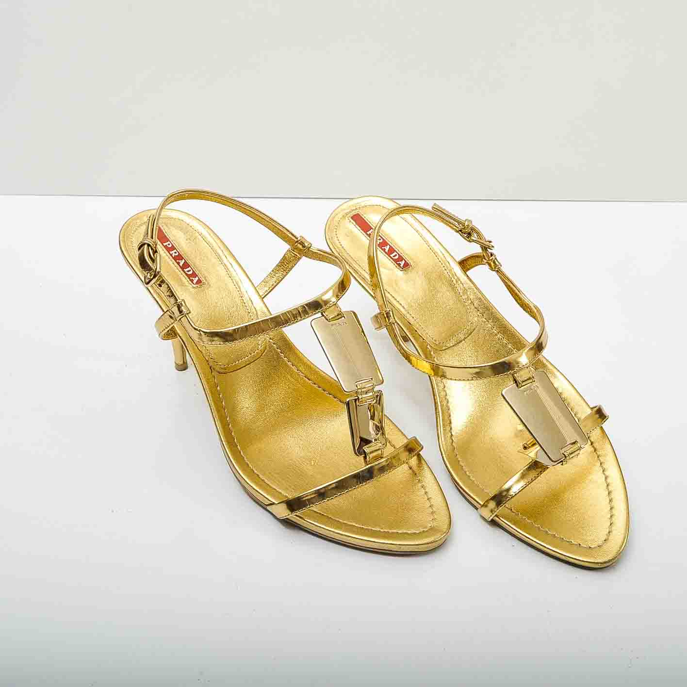 Gold Tone Prada Sandals