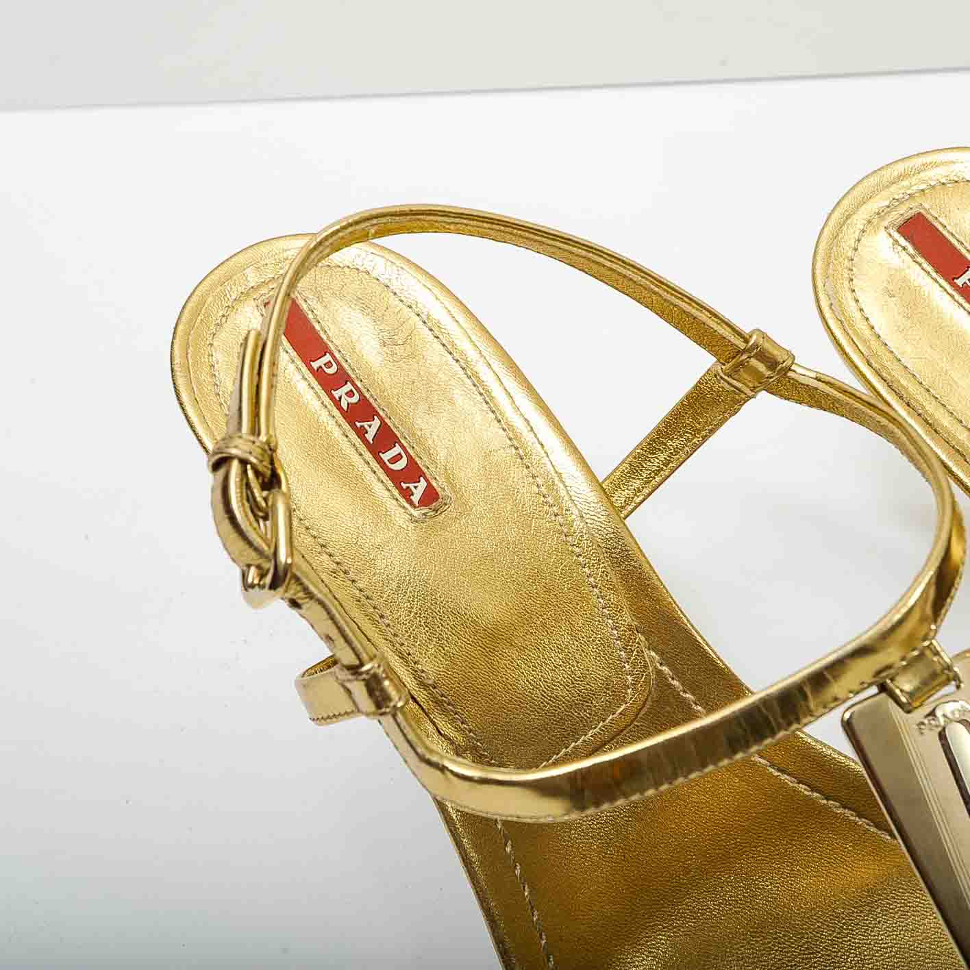 Gold Tone Prada Sandals