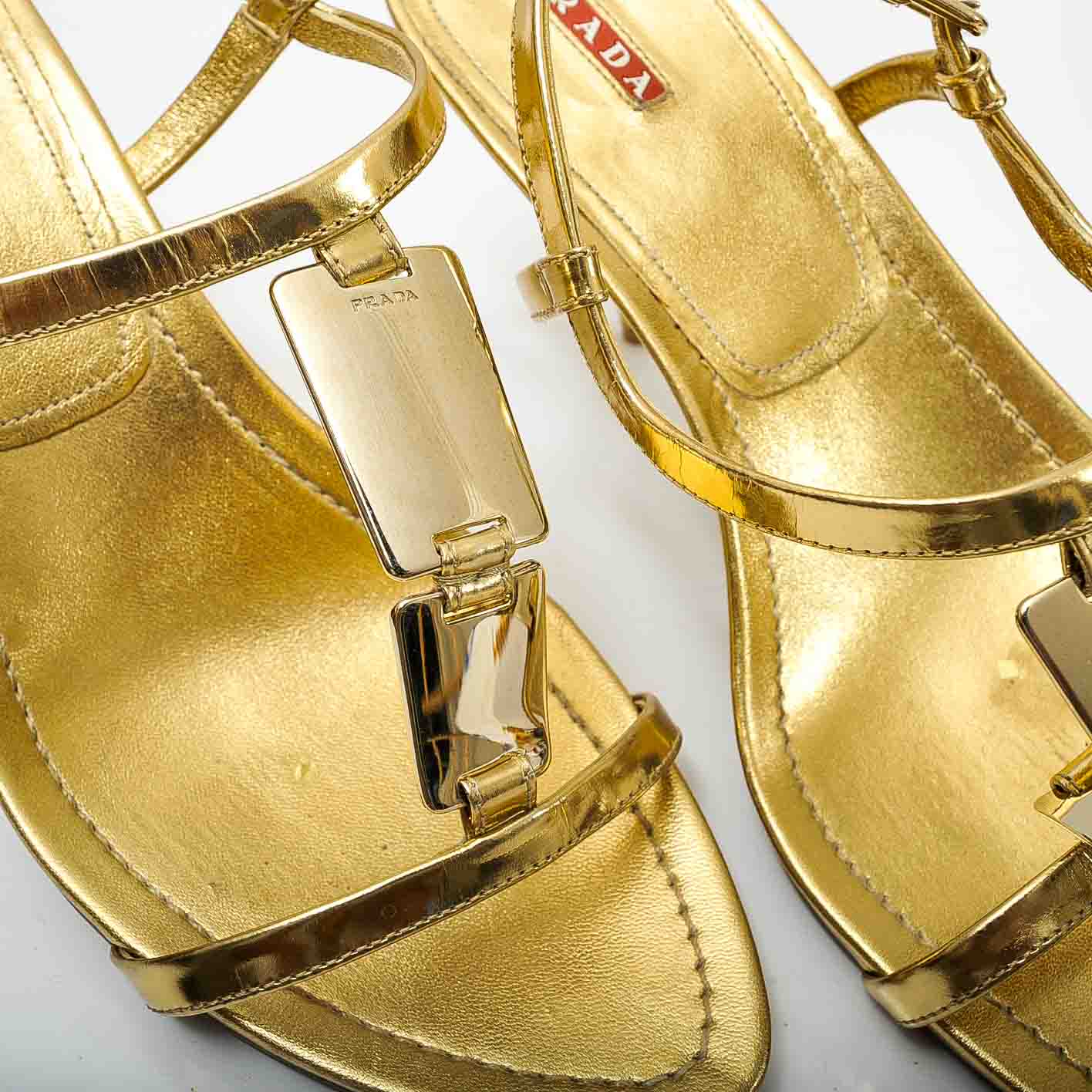 Gold Tone Prada Sandals