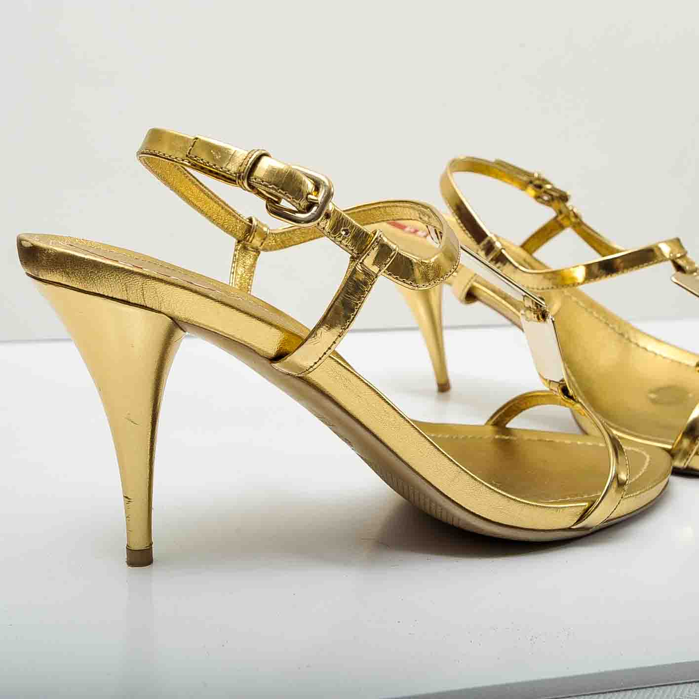 Gold Tone Prada Sandals