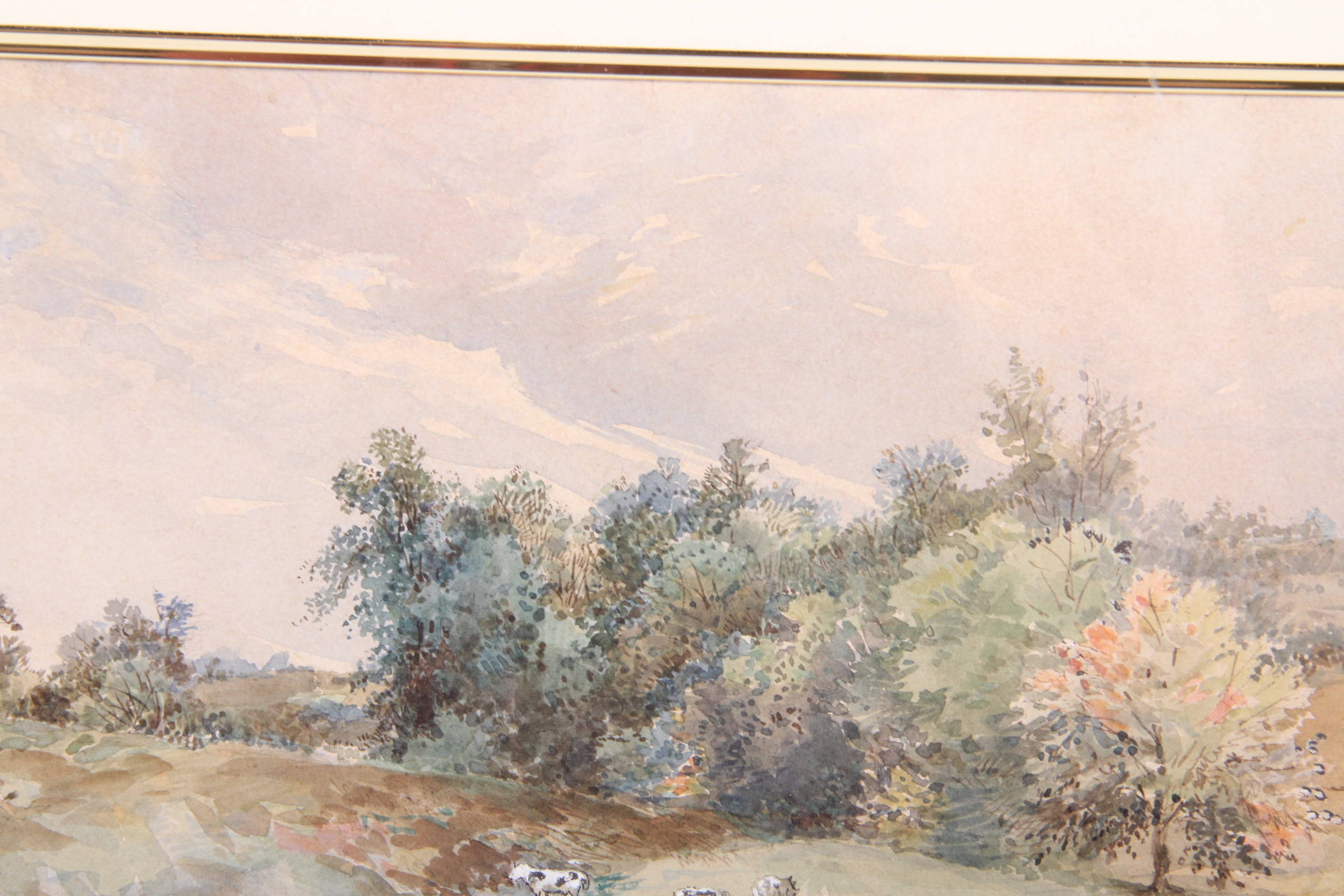 Henry W. Herrick Watercolor "Pastoral Scene with Cows Grazing"