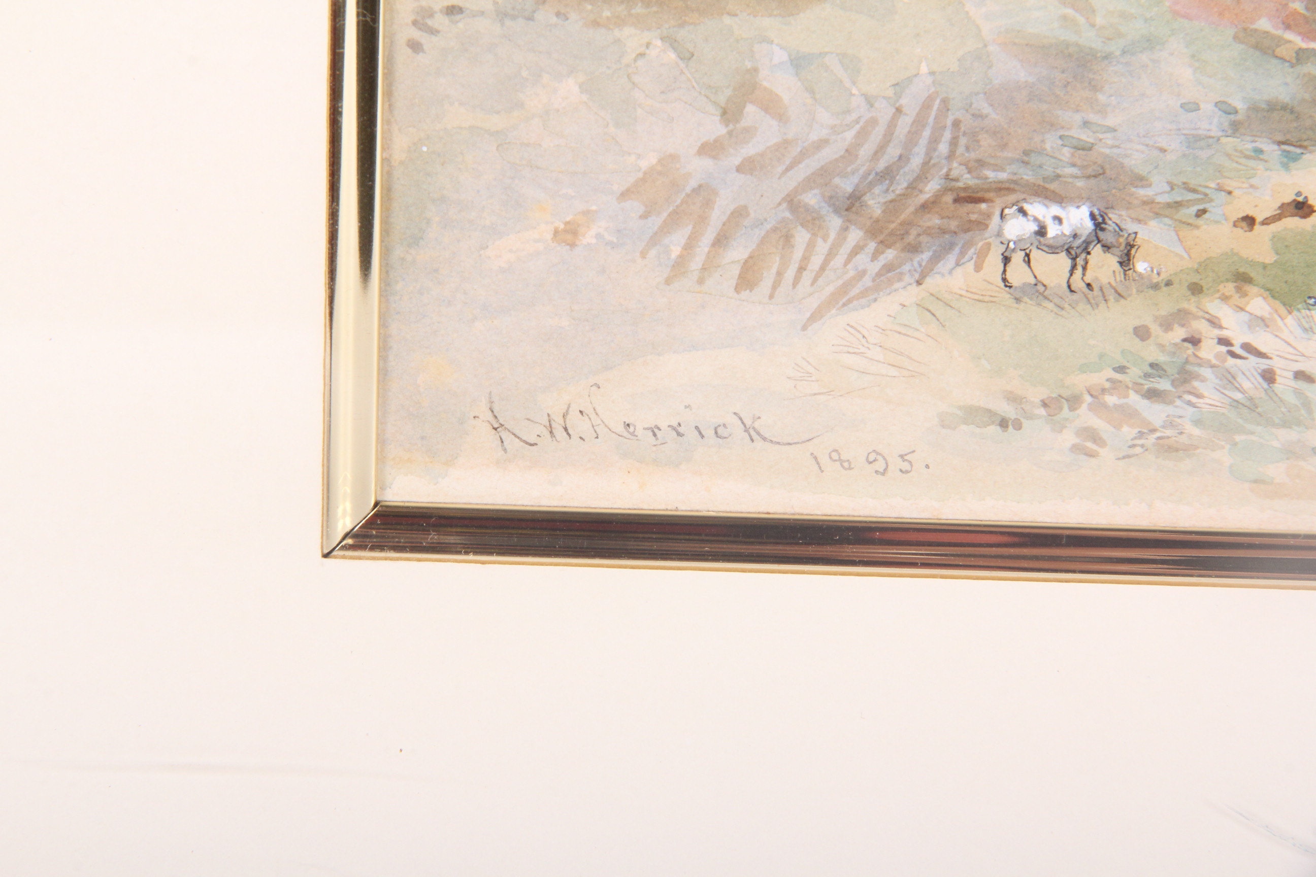 Henry W. Herrick Watercolor "Pastoral Scene with Cows Grazing"