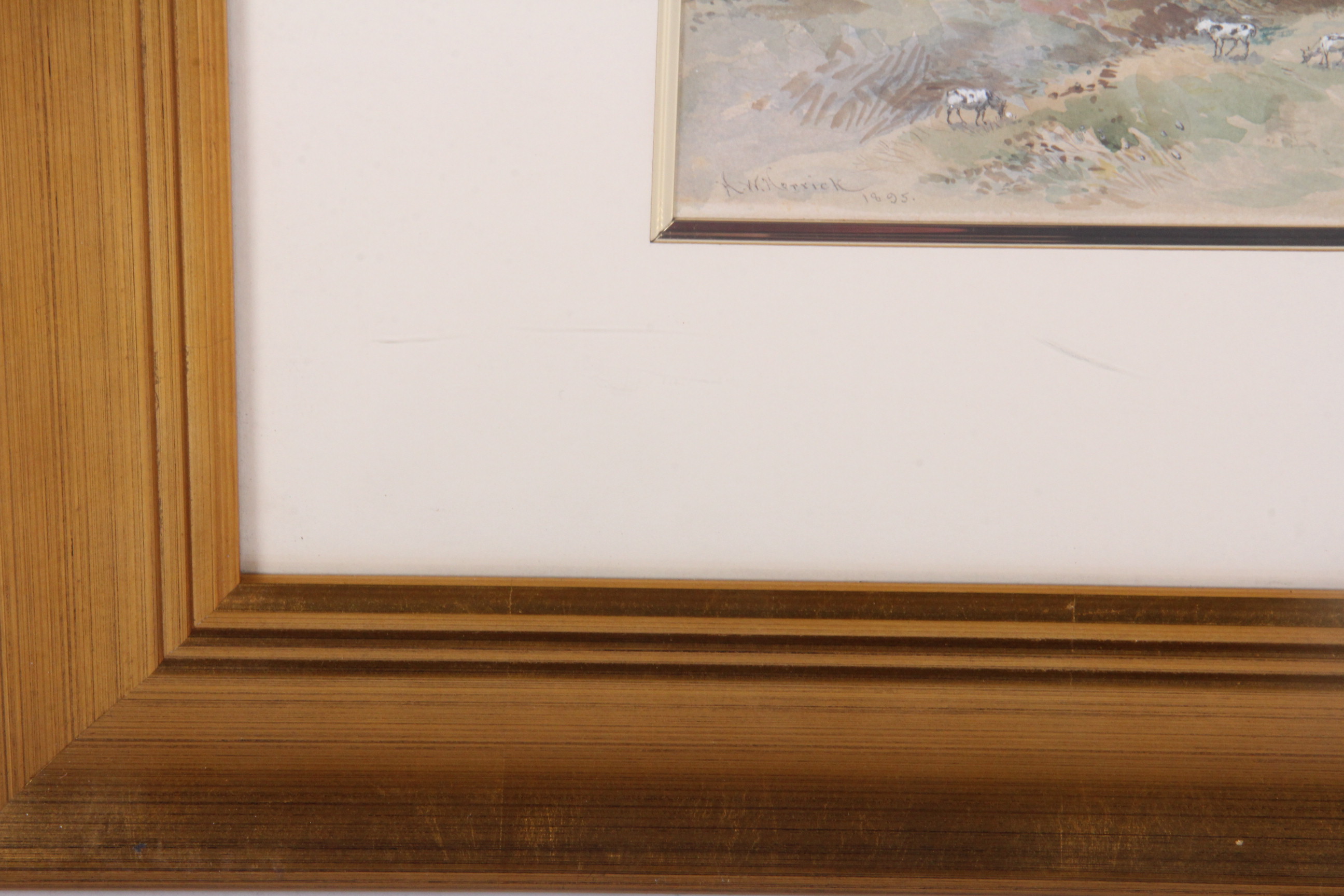 Henry W. Herrick Watercolor "Pastoral Scene with Cows Grazing"