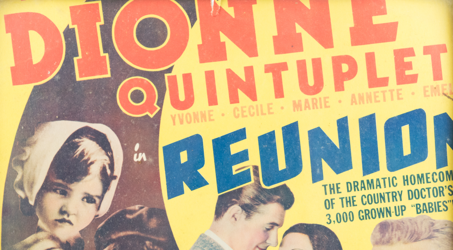 Vintage Dionne Quintuplets Framed Color "Reunion" Movie Promo Poster
