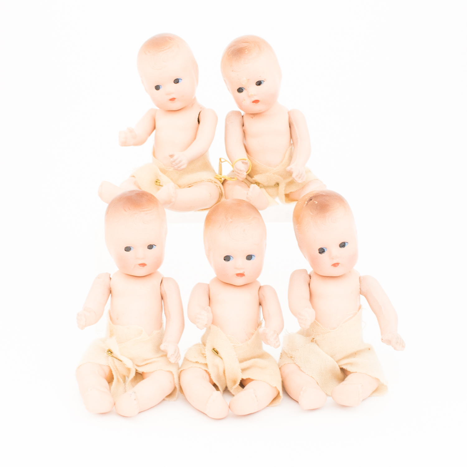 Vintage Dionne Quintuplet Baby Dolls in Diapers