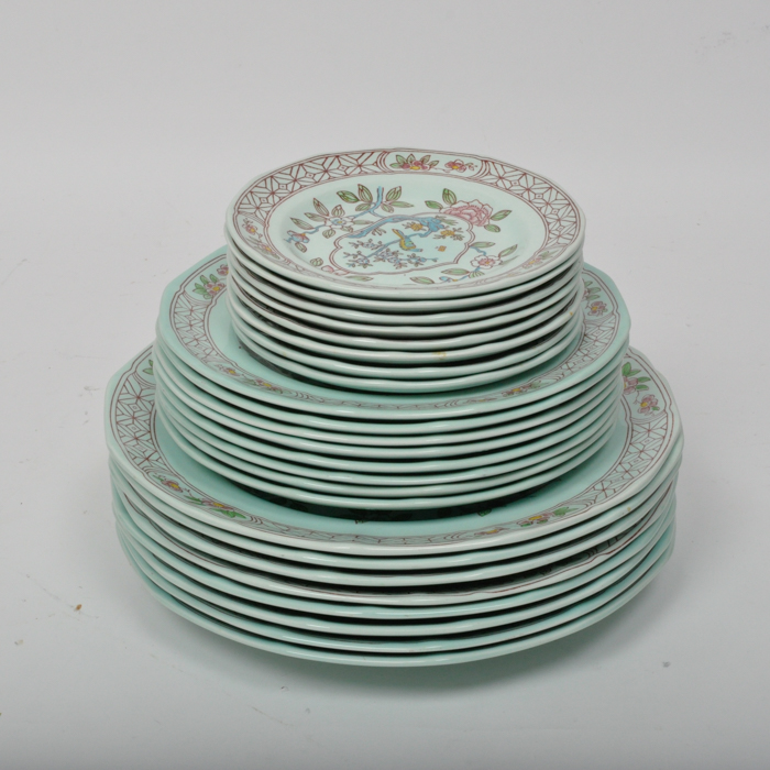 Adams Calyx Ware "Singapore Bird" China Plate Set