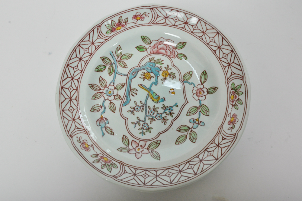 Adams Calyx Ware "Singapore Bird" China Plate Set