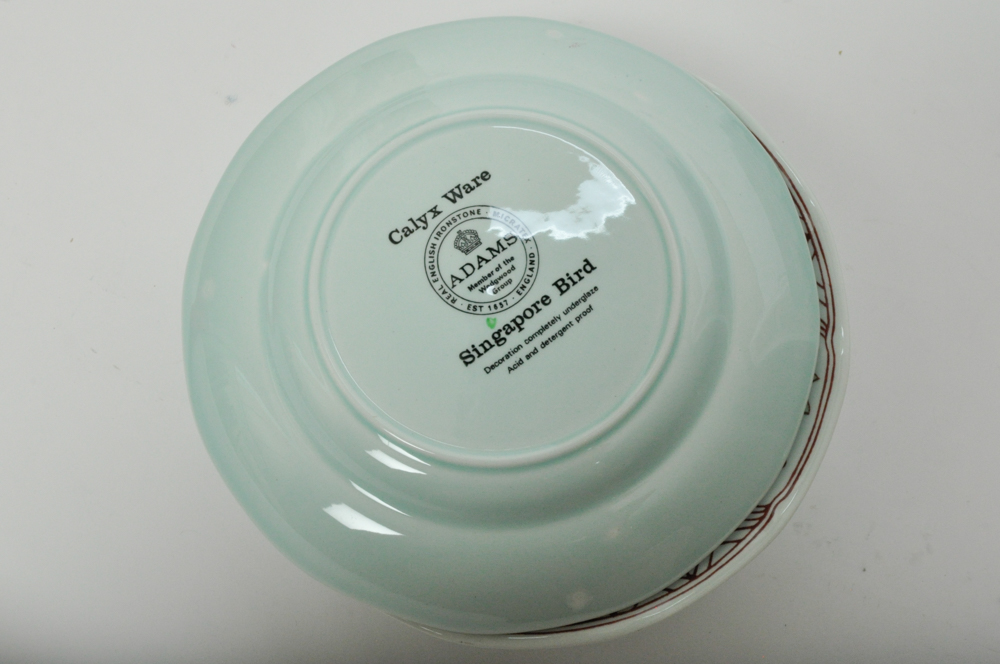 Adams Calyx Ware "Singapore Bird" China Plate Set