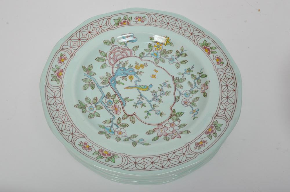 Adams Calyx Ware "Singapore Bird" China Plate Set