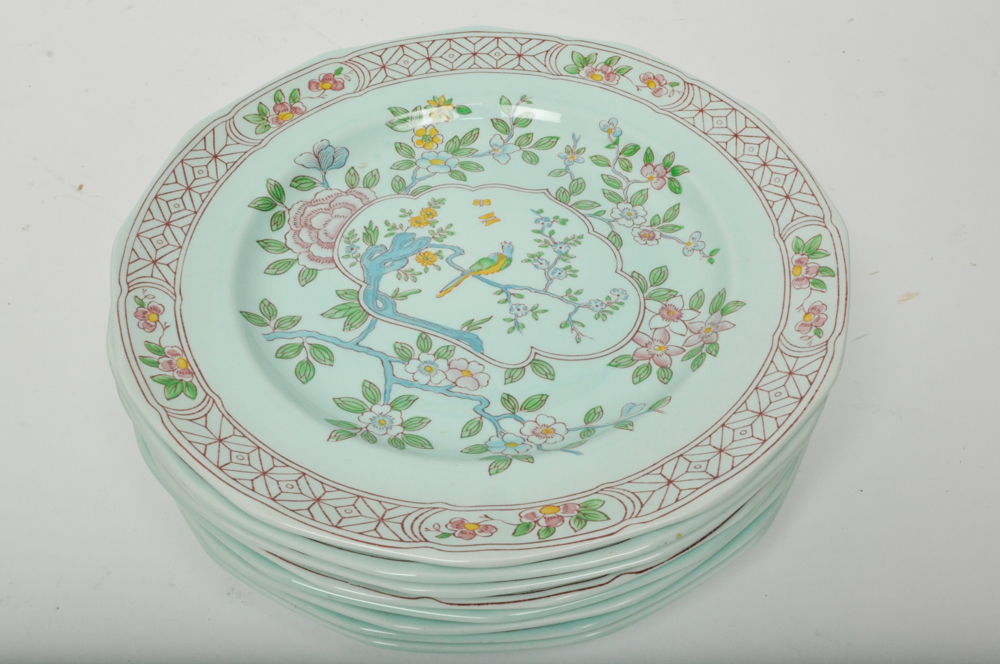 Adams Calyx Ware "Singapore Bird" China Plate Set